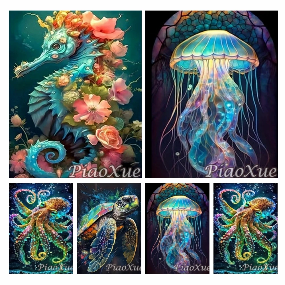 Ozean Tier 5d Diamant Malerei Oktopus Meeres lebewesen Strass Mosaik Stickerei Kraken Stachel rochen Kreuz stich Kit Wohnkultur