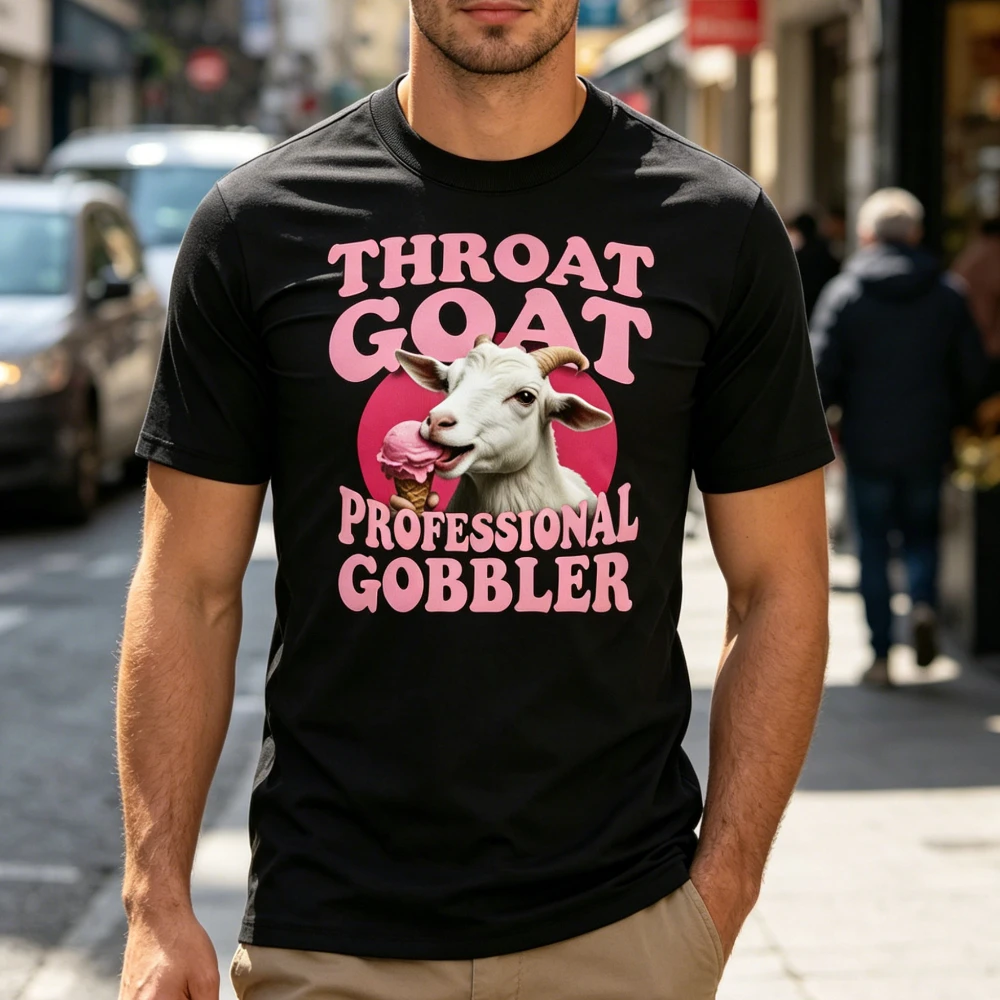 Throat Goat Professional Gobbler Funny Goat Ice Cream T-Shirt Adult Humor Sarcastic TShirt Mens Fashion Summer Casual Cotton Top