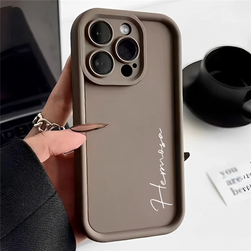 Customized Personalized Name Silicone Soft Candy Color DIY Case For Iphone 16 15 14 13 12 11 Pro Max Cover For Iphone 14 15 Plus