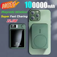 100000mAh Wireless Magnetic Power Bank 22.5W Fast Charging Portable External Battery PowerBank Adapter For iPhone Samsung Xiaomi