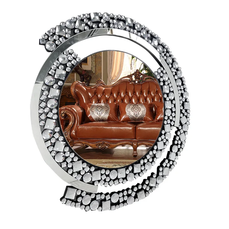 Mirror rhinestone round hanging mirror, glass vanity mirror, vanity mirror, wall bathroom mirror