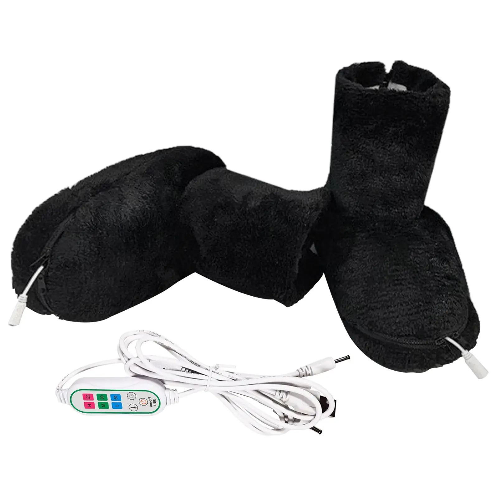 Soft USB Foot Warmer Washable Plush Massage Warm Winter Electric Heating Shoes Gift Skiing Boots Indoor Office Slipper