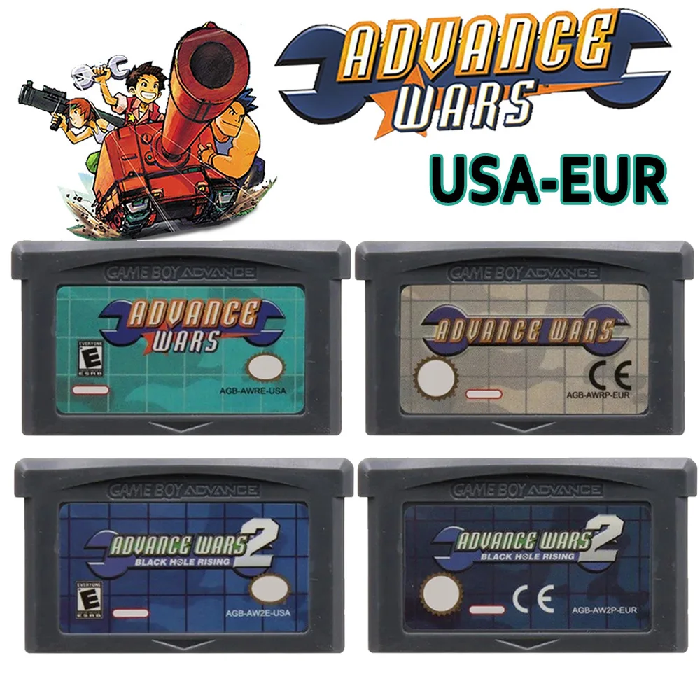 -Advance Wars Game Console Card GBA Game Cartridge 32 Bit Video Series Advance Wars 2 Black Hole Rising  for GBA English Version