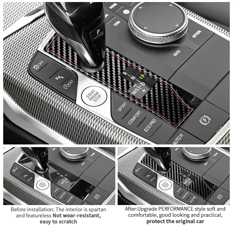 ألياف الكربون لسيارات BMW 2/3/4/i4 Series Z4 X3 X5 X6 X7 سيارة والعتاد التحول لوحة إطار الكسوة ملصق المضادة للخدش الملحقات الداخلية