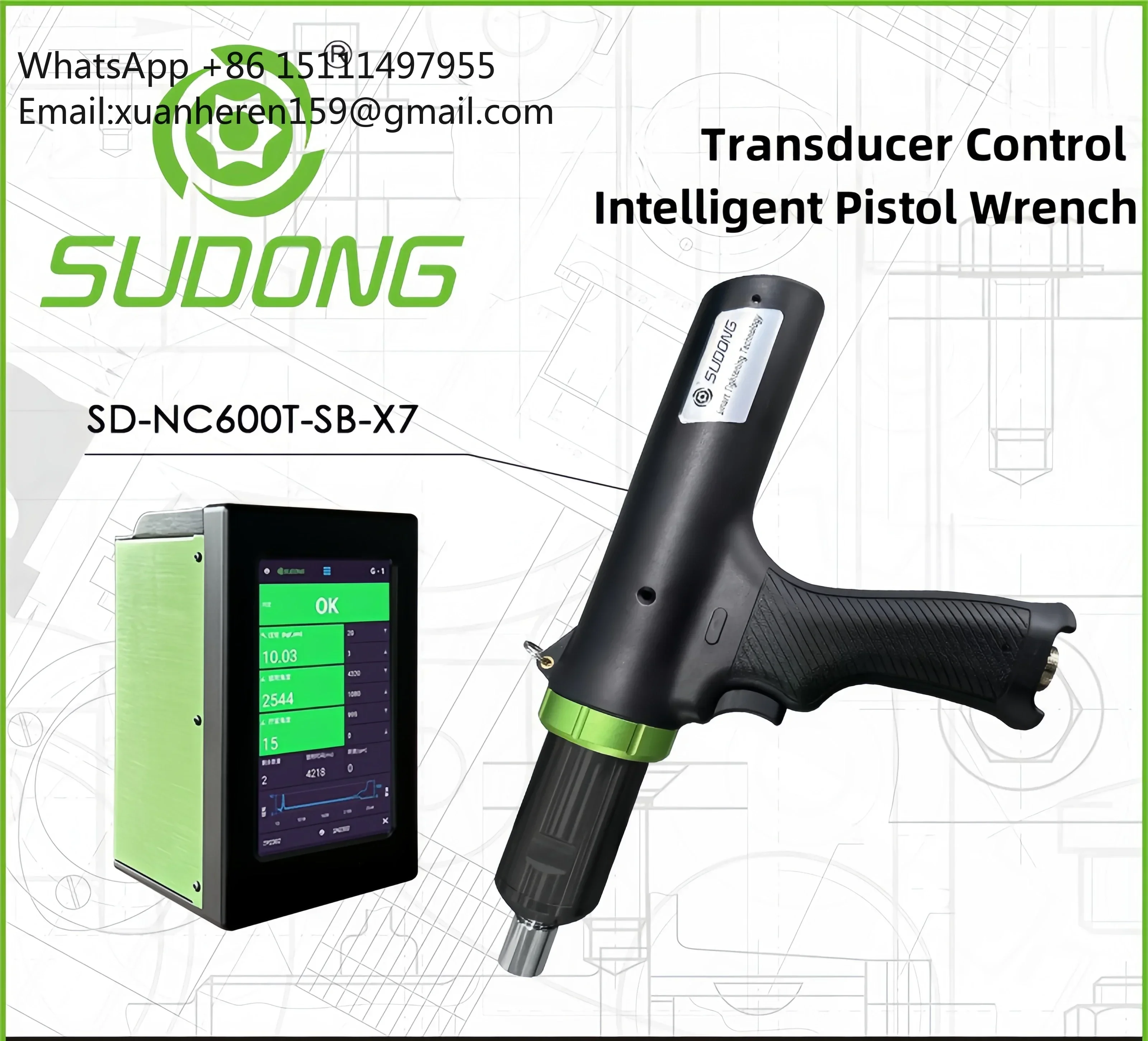 DC Intelligent Servo Electric Screwdriver Wrench Transducer Sensor Control Pistol Type Gn(1N.m-65N.m)