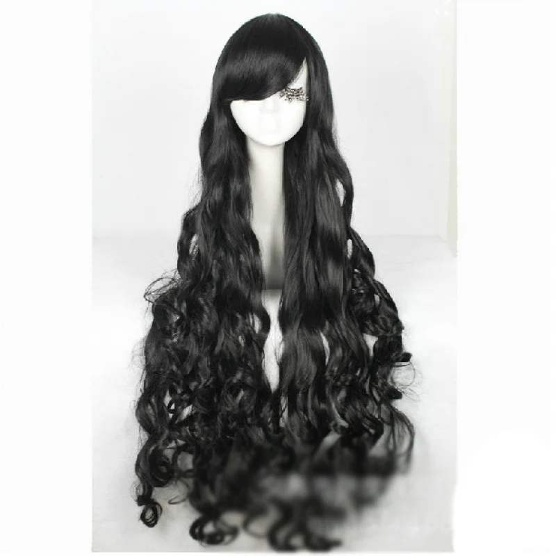Super Long 100CM Full Wigs Fashion Cosplay Costume Hair Anime Wavy Straight Curl