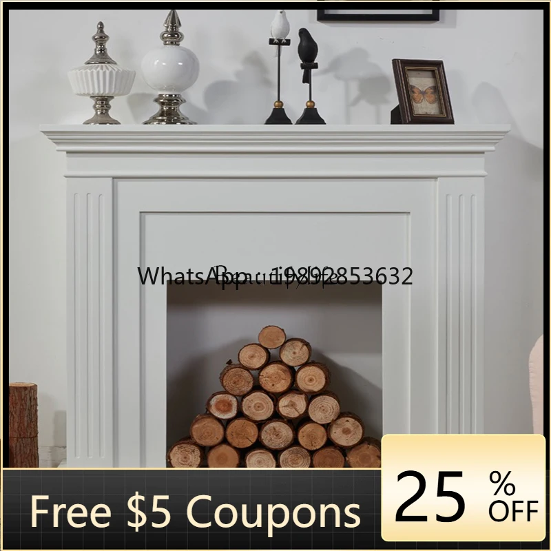 

FF American fireplace decorative cabinet solid wood modern simple light luxury background wall simulation fire