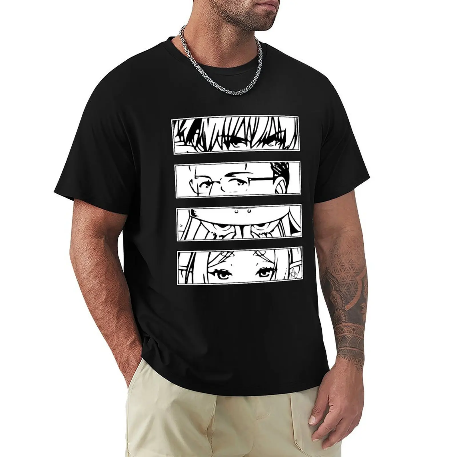 SNF1 Sousou no Frieren Beyond Journeys End at the Funeral manga characters HIMMEL HEITER EISEN FRIEREN black and white m T-Shirt