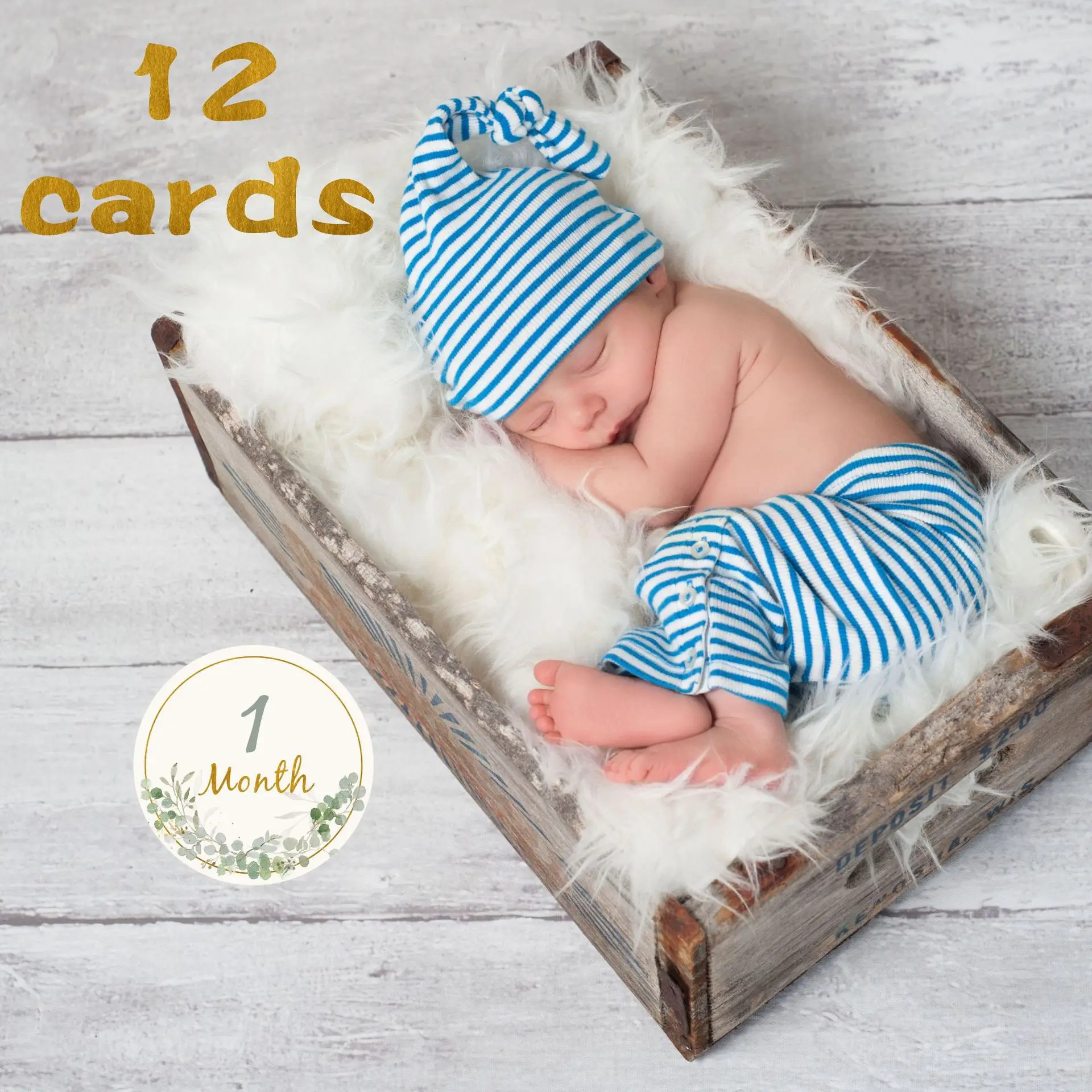 12PCS Baby Photography Birthday Cards 1-12 Month Card Baby Milestone Children Photography Props Birthday Party Decoration Gift