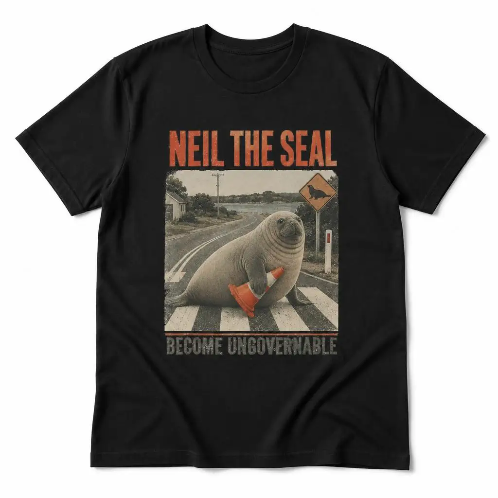 Neil the Seals Become Ungovernable Cute Animal Traffic Cone T Shirts Casual Tees Short Sleeve Round Collar T-Shirt Cotton Tops