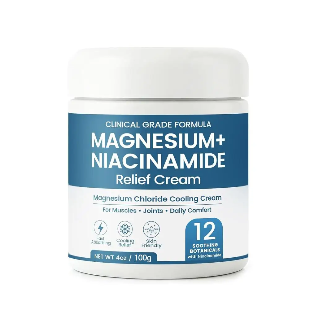 Magnesium-Niacinamid-Entlastungscreme, topische Magnesiumchlorid-Creme für Gelenke, Beine und Füße mit Arnika und Boswellia, leichtgewichtig