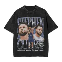 Camiseta lavada de Stephen Curry para hombre y mujer, camisetas Harajuku de estrella de baloncesto, camisetas informales con estampado Retro Y2K, Idea de regalo
