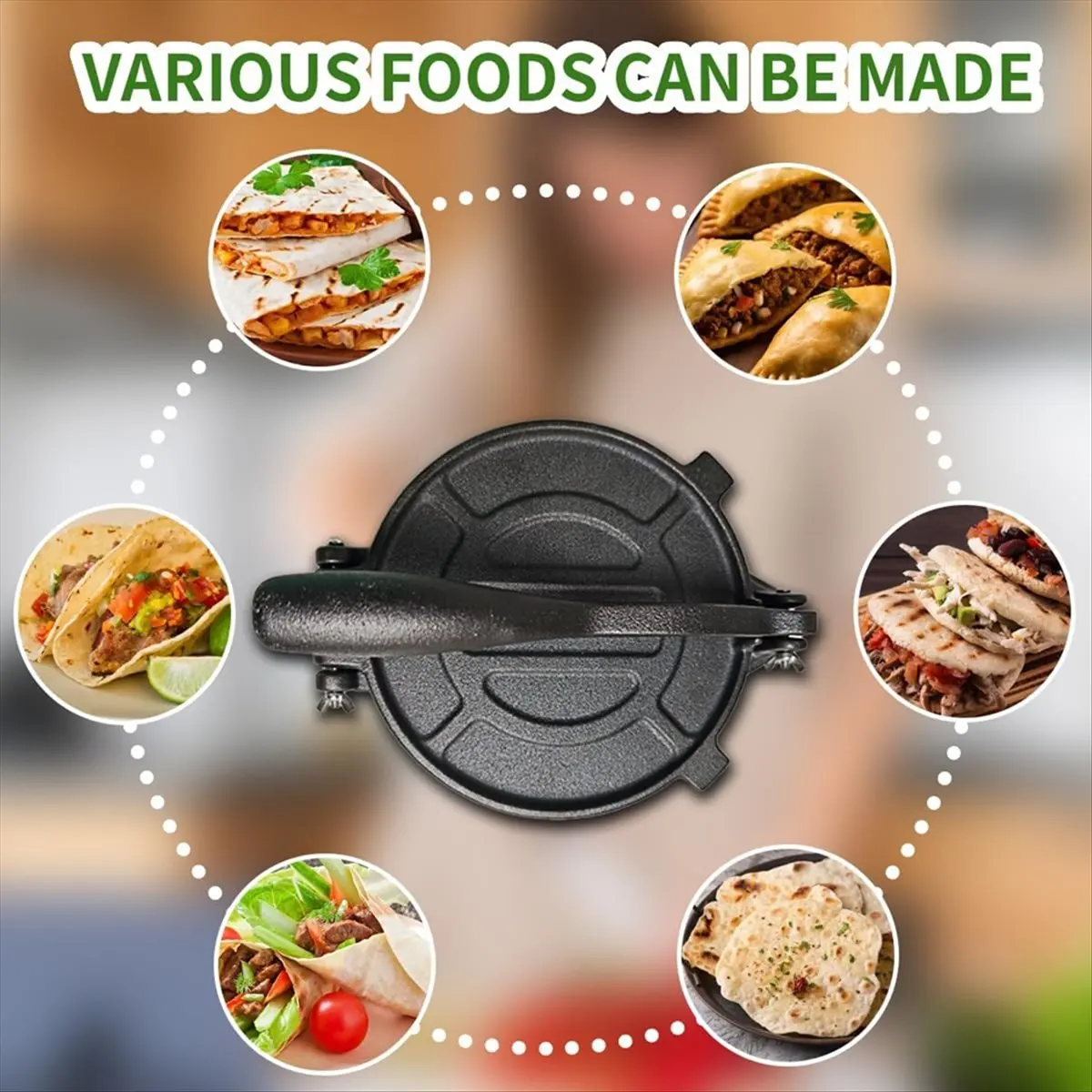Cast Iron Tortilla 8 Inch and Tortilla Maker Heavy Duty Tortilla Cast Iron Prensa Para Tortillas-A23R