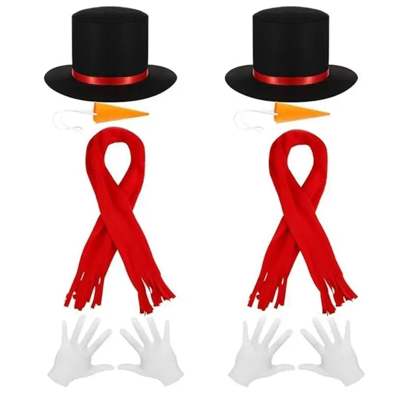 652F فستان ثلج قبعة زي مجموعة للأطفال رجل الثلج موضوع قبعة الحفلات ثلج زي وشاح الأنف أغطية الرأس صور الدعائم