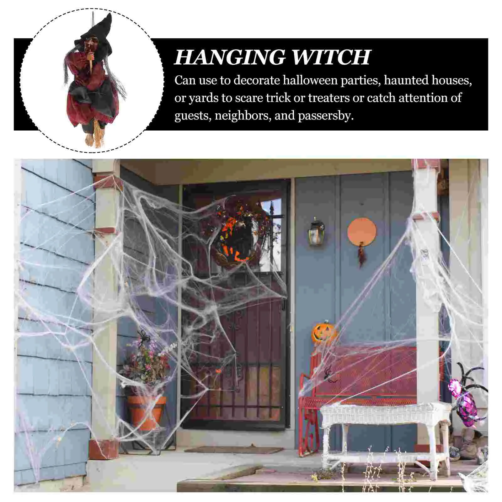 Halloween Hanging Witch Voice-activated Induction Witch Hanging Decorations Props for Bar Haunted House Without