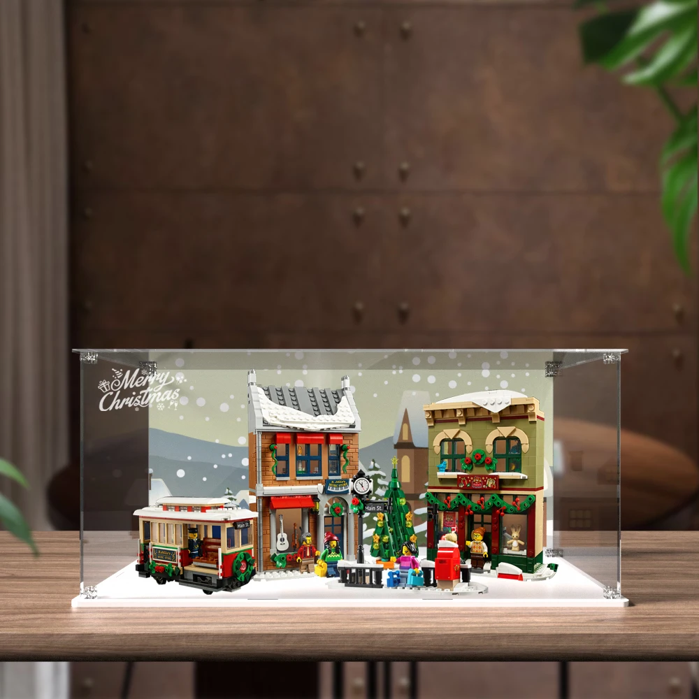 Acrylic Display Box for Lego 10308 Christmas High Street Dustproof Clear Display Case (Lego Set not Included）