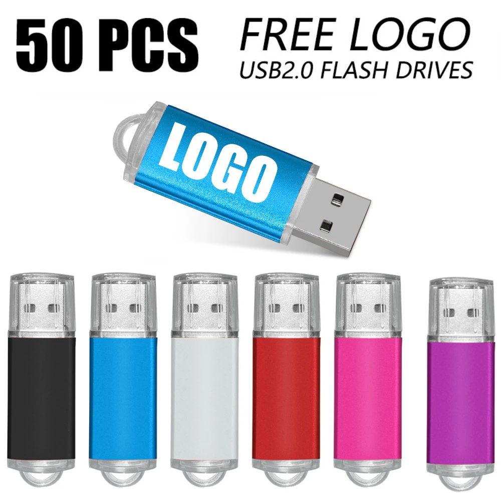 50 unids/lote unidad Flash USB 2,0 1gb 2gb 4gb 8gbPen Drive 16gb Pendrive 32gb memoria USB 64gb 512mb memoria Flash disco logotipo gratis