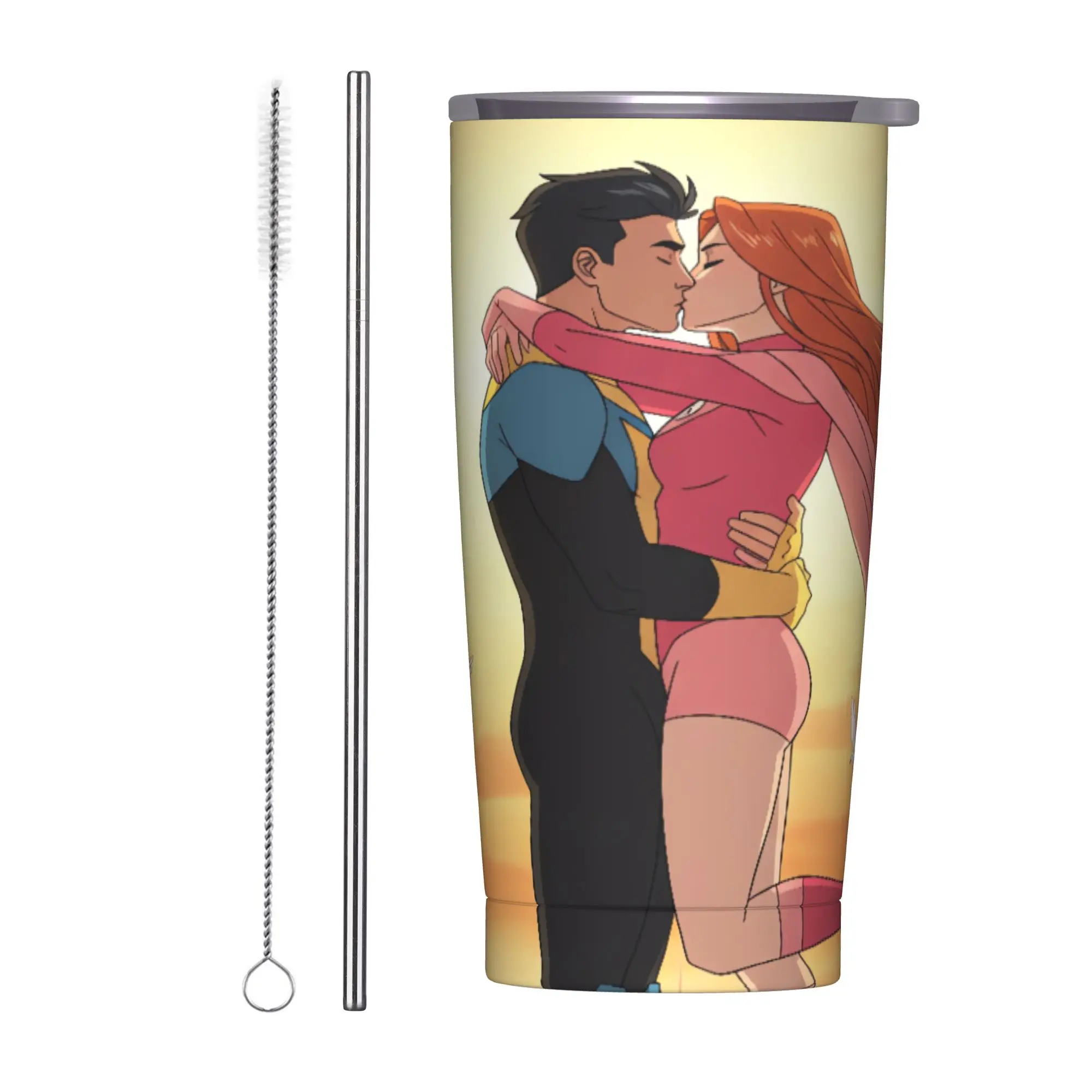 Stainless Steel Tumbler Anime Invincibles Car Mugs With Straws  Beach Cold and Hot Water Bottle Portable Thermal Cups