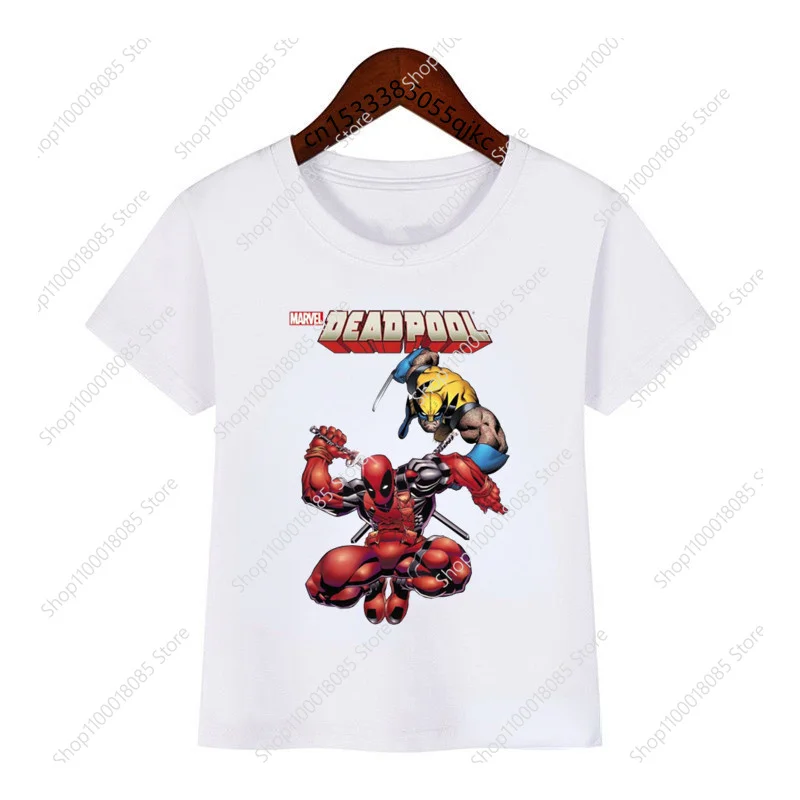 Deadpool and Wolverine pattern children's printed T-shirt boys and girls' top short sleeved T-shirt clothing shirt