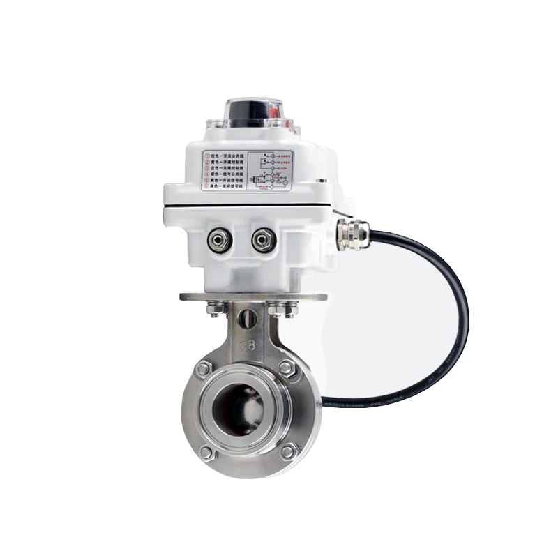 19/25/32/38/51/76mm 304Stainless Steel Electric Butterfly Valve Sanitary Motorized Clamp-Type Butterfly Valve 220VAC Mini Motor