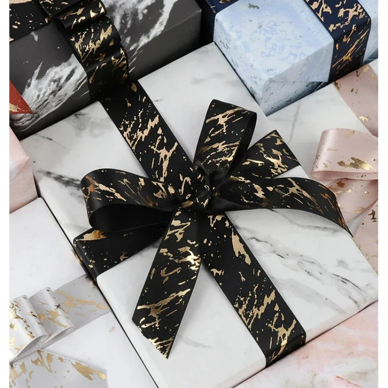 Nastro regalo marmo satinato Crack Parttern lamina d\'oro stampata per confezioni regalo decorazioni per matrimoni di natale fiocchi per capelli fai