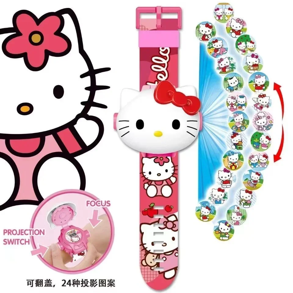 HelloKittys Kuromis Melodys Cinnamorolls Kids Watch Cartoon Sanrioed 24 3d Projection Electronic Watch Kids Birthday Gift Toy