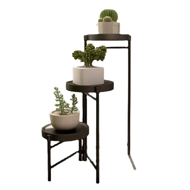 Foldable Flower Stand Indoor Modern Iron Plant Shelf for Succulents Pothos Creative Balcony Organizer Sturdy Floor Storage Rack