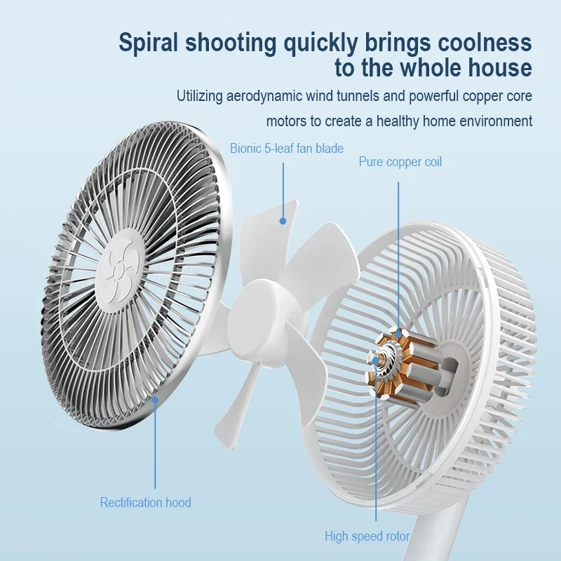 7200mAh Rechargeable Fans Portable Desktop Fan Home Office Dormitory USB Small Electric Fan Air circulators High Wind Table Fan image 4