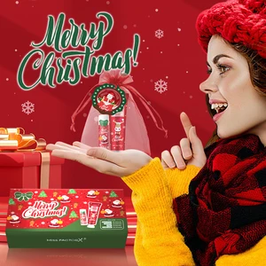 طقم كريم اليدين في عيد الميلاد ، طقم مرطب الشفاه مع بطاقة سانتا وحقيبة هدايا حمراء ، توزيع هدايا الحفلات ، 10 مجموعات لكل صندوق أفضل 10 مجموعة مكياج للأطفال - No5