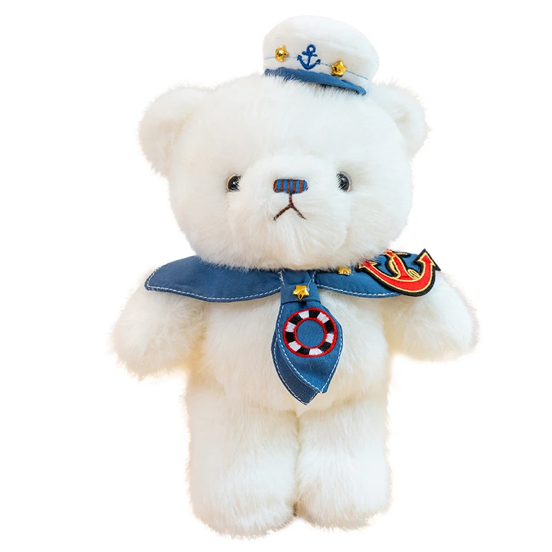 

New 1pc 30cm Cute White Bear Plush Toys Cartoon Navy Uniform Stuffed Animal Doll Lovely Children Accompany Birthday Xmas Gift