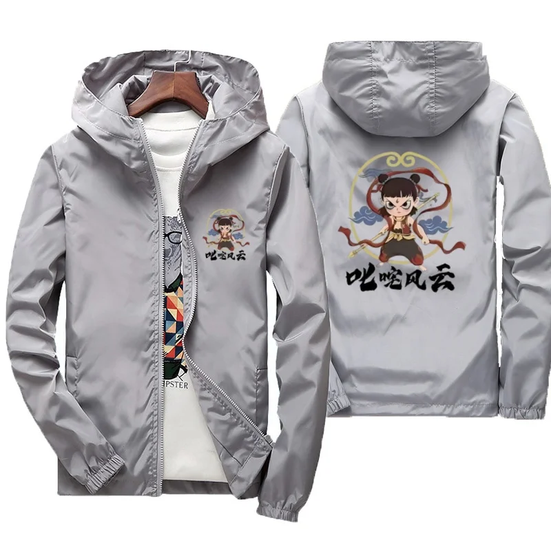 2025 Hot-Selling Story-Themed Cartoon Nezha Pattern Spring and Autumn Jacket for Boys and Girls, Stylish Casual Hooded Top for Babies