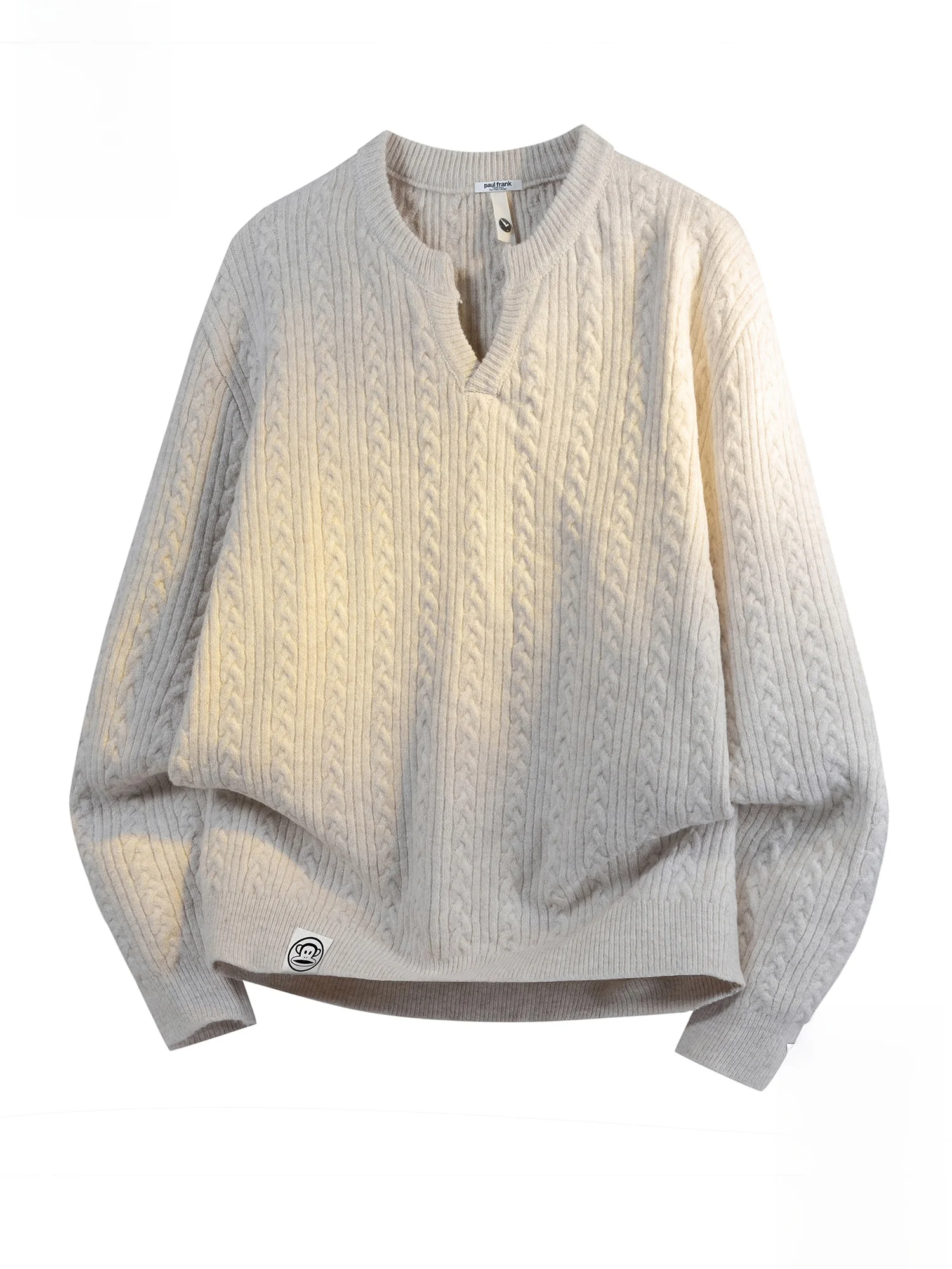 

PaulFrank Retro Knitted Thiened Woolen Sweater V-Ne Men's Autumn Winter Warm Top Large Mouth Monkey Pattern Regular Fit