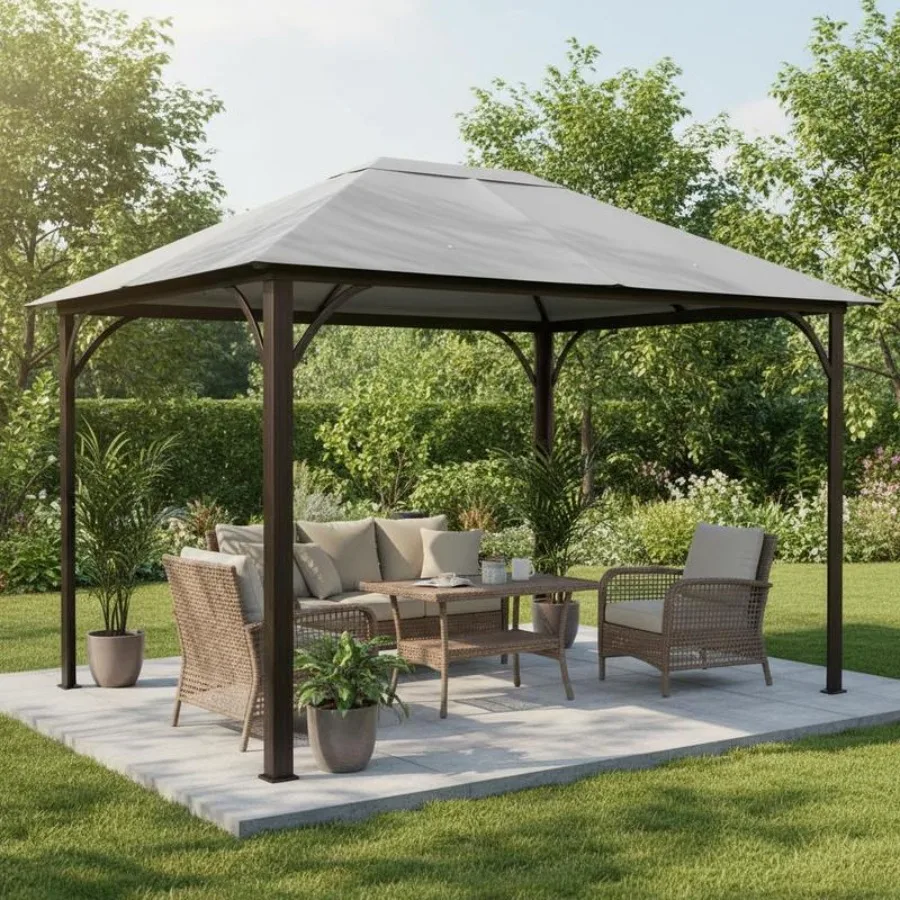 

3 x 4m Gazebo Canopy Replacement Cover, Gazebo Roof Replacement (TOP COVER ONLY), Light Grey