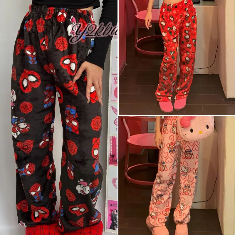 Y2K Hello Kitty Pajama Pants Anime Couple Home Trousers Cartoon Loungewear Leisure Home Trousers Couple loungewear Pants Gifts
