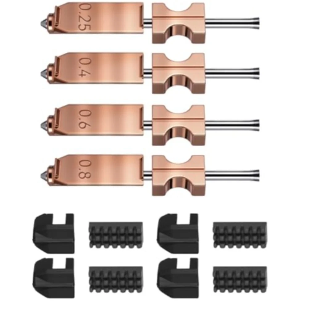 Copper Alloy Quick-Swap Nozzle Set for Flashforge AD5X 4PCS Hardened Steel Tips 0.25mm 0.4mm 0.6mm 0.8mm High Up to