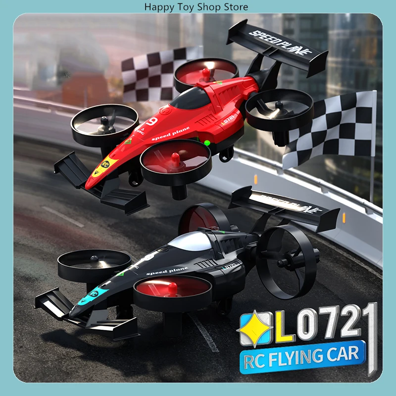 L0721 2.4GHz RC Transformable Vehicle 4-Axis Drone & Drift Car Dual Mode with Gyro Stabilization & LED Lights RTR