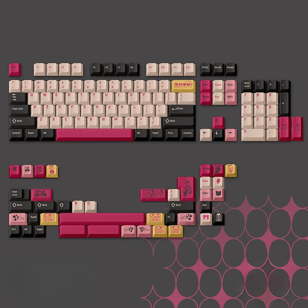 أغطية المفاتيح الأصلية تحافظ على مسافة السيارة، لوحة المفاتيح الميكانيكية الأصلية Sweet Cool Locomotive Girl Hot Sublimation PBT