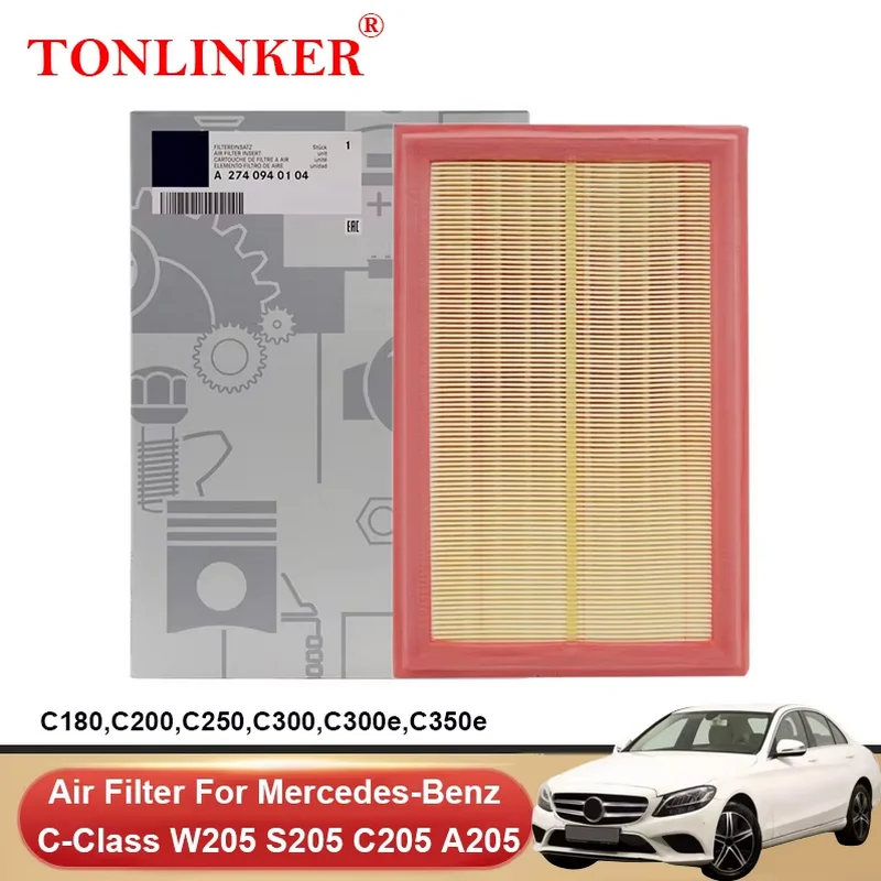 

TONLINKER Air Filter A2740940104 For Mercedes Benz C Class W205 2014-2021 S205 C205 A205 C180 C200 C250 C300 Sport C300e C350e