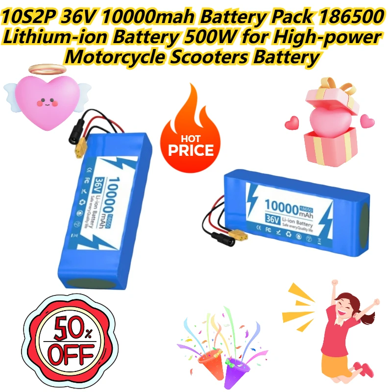

10S2P 36V 10000mah Battery Pack 186500 Lithium-ion Battery 500W for High-power Motorcycle Scooters Battery