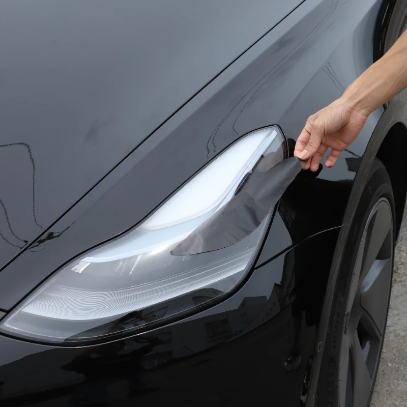

For Tesla Model 3 Y 2019-2024 PVC Black Car Headlight Black Film Sticker Car Accessories