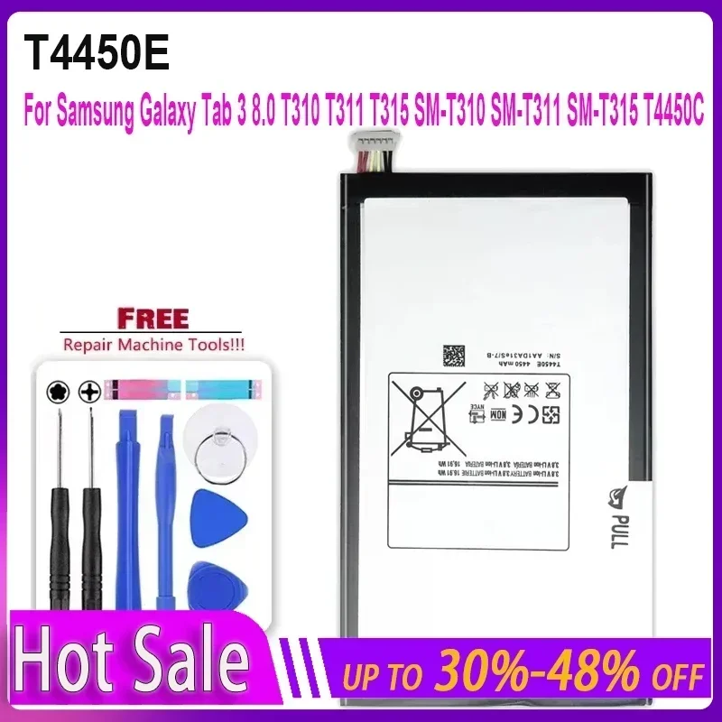 

Аккумулятор T4450E для планшета 4450 мАч для Samsung Galaxy Tab 3 8,0 дюйма T310 T311 T315 SM-T310 T3110 E0288 E0396 Аккумуляторы + Гарантия на инструменты