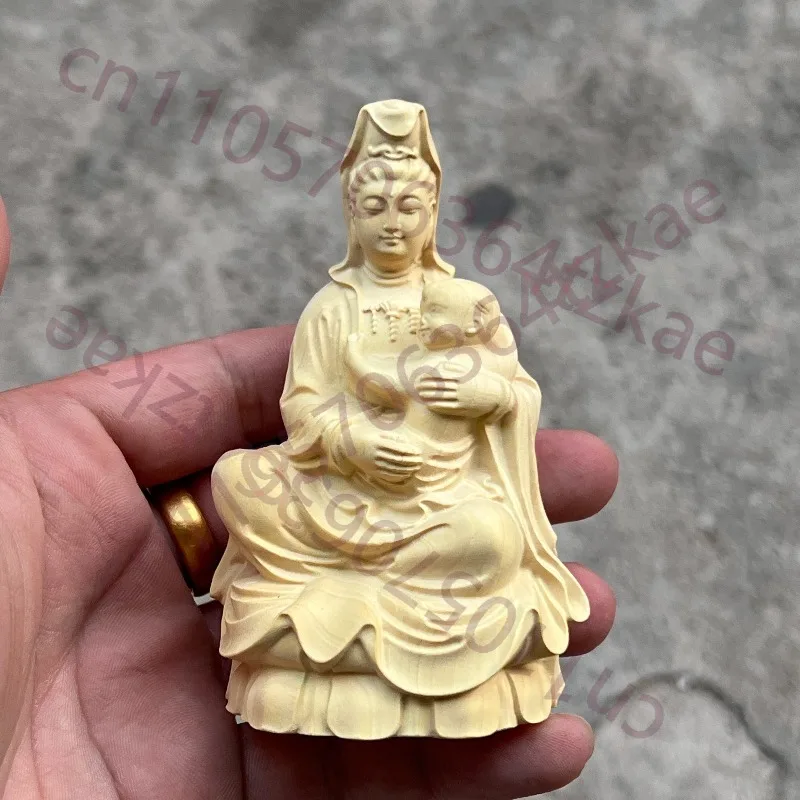 

Статуэтка Гуаньинь из резного боксуса ручной работы — 3,9 дюйма, фигурка Богини плодородия Будды, декор для дома, благословение, привлечение ребенка, удача