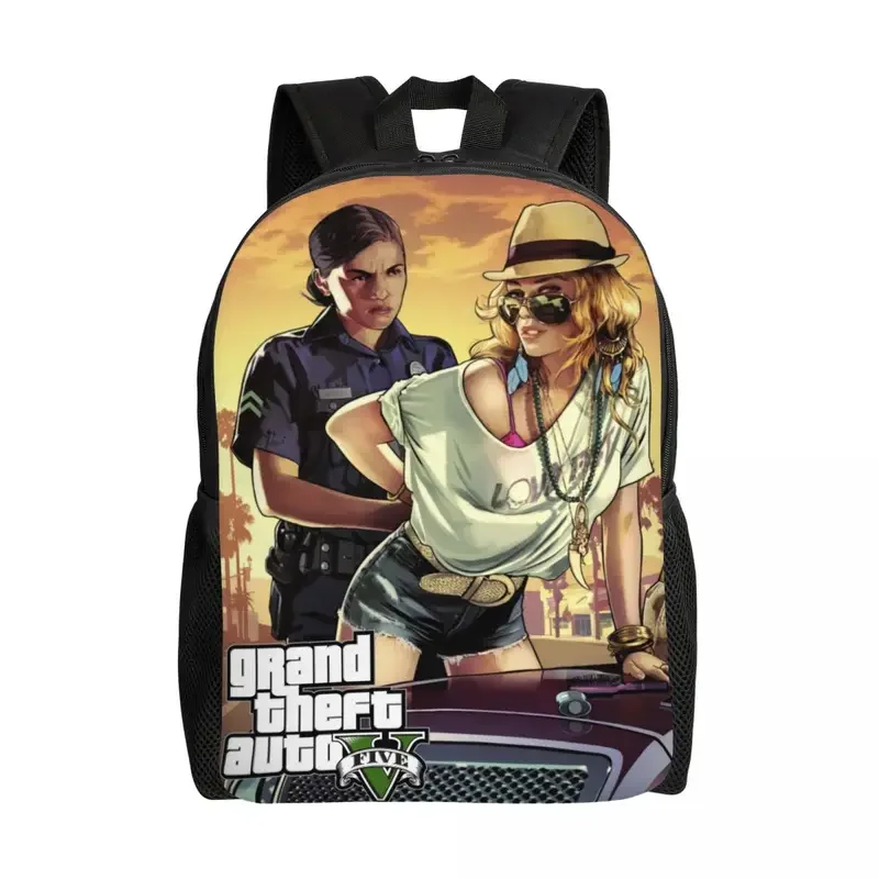 Mochila Adventure Game para Mulheres e Homens, Resistente à Água, Bolsa de Escola Universitária, Folhetos Impressos, GTA