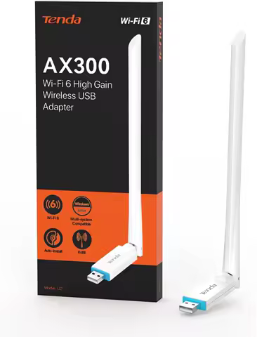 Tenda AX300 WiFi 6 U2 Entry Level Only 2.4GHz Wi-Fi Dongle High Gain Antenna AP Mode Easy Setup USB 2.0 Adapter for PC Desktop