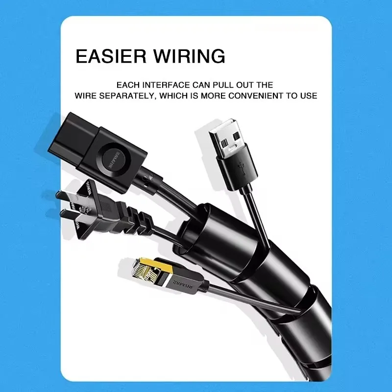 12pcs Flexible Spiral Cable Wire Protector Cable Organizer Computer Cord Protective Tube Clip Organizer Management Tools 16/28mm