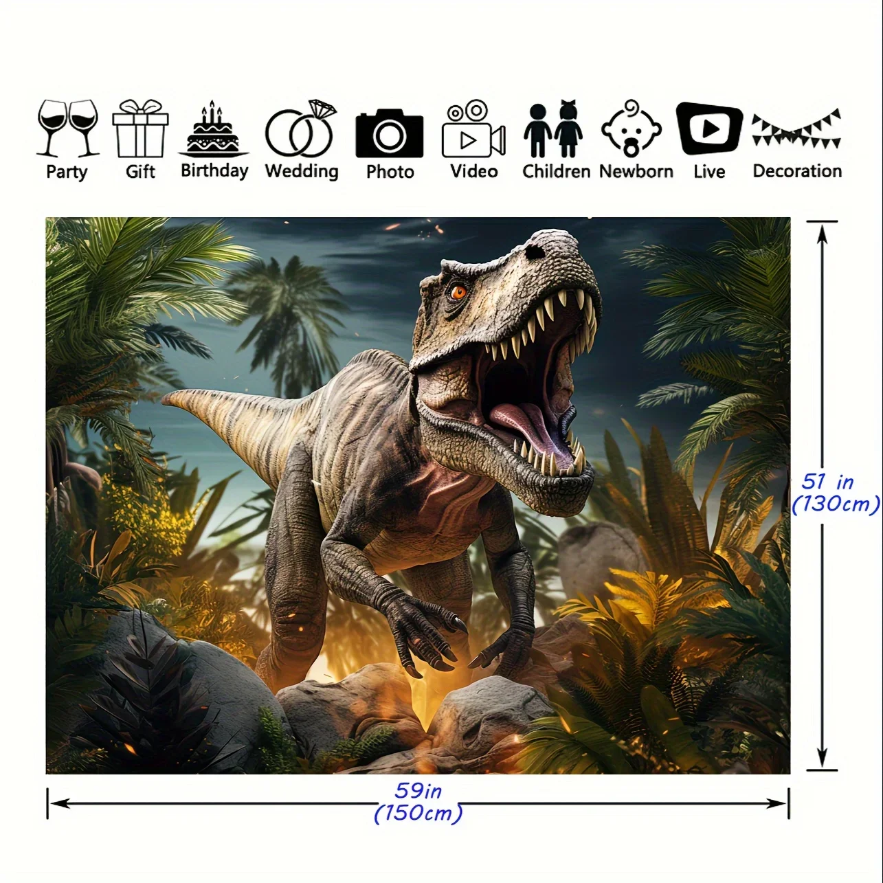 Dinosaur World Park Party Tropical Jungle Photography Background Birthday Rainforest Animals Cake Table Decorations Banner