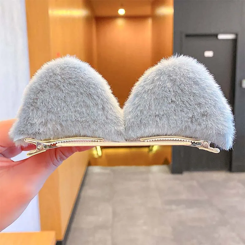 Oaoleer 2PCS/Set Girls Cute Soft Plush Cat Ears Hairpins Lovely Furry Animal Ears Hair Clip Headwear Sweet Girl Hair Accessories