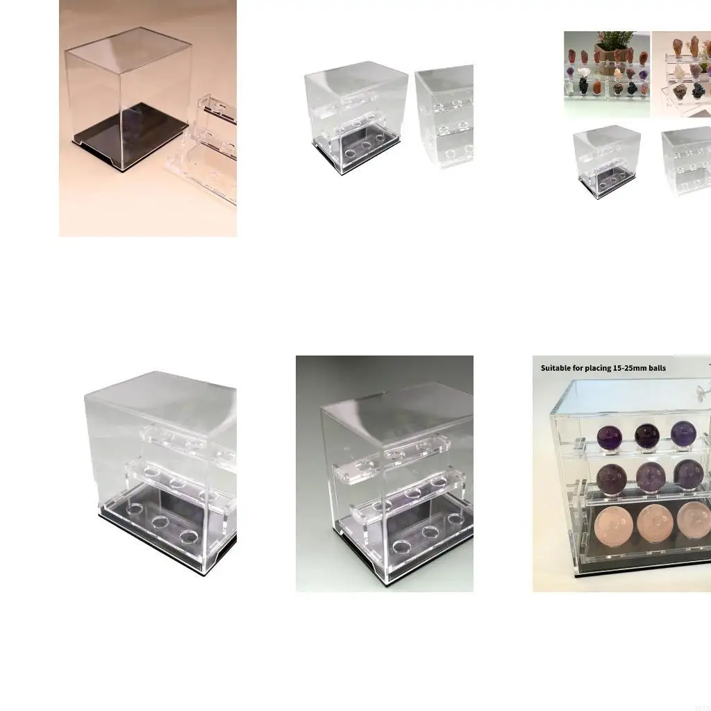 

W0YA Практичный акриловый футляр для хранения Элегантная акриловая витрина с пылезащитной функцией для драгоценных камней,