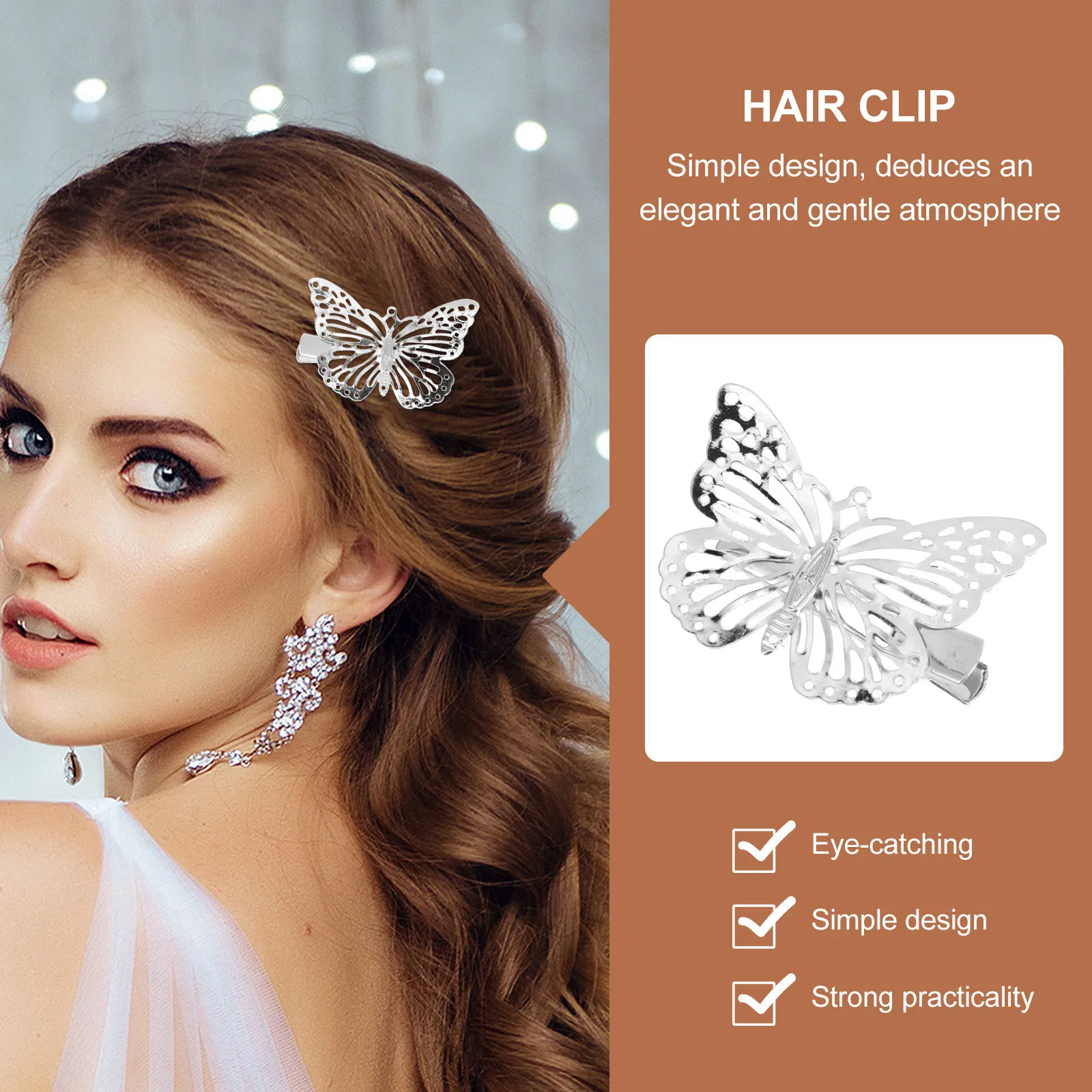 

10 Pcs Hair Clip Metal Butterfly Accessories Decorative Clips European and Miss