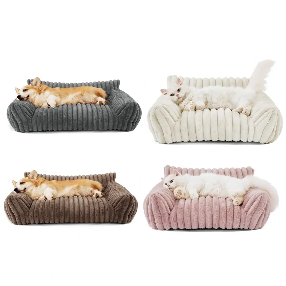 Sofá cálido para mascotas, lujosa cama para mascotas con funda lavable de espuma viscoelástica, parte inferior antideslizante para perros, gatos, sofá para dormir cómodo